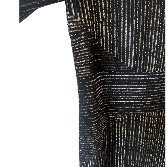 SOLD - Laundry by Shelli Segal Black Silver Sequin Round Neck Mini Dress Size 6 - Picture 3 of 10